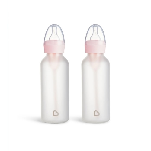 Bond® Silicone Glass Bottle 8oz, 2pk Pink | Munchkin