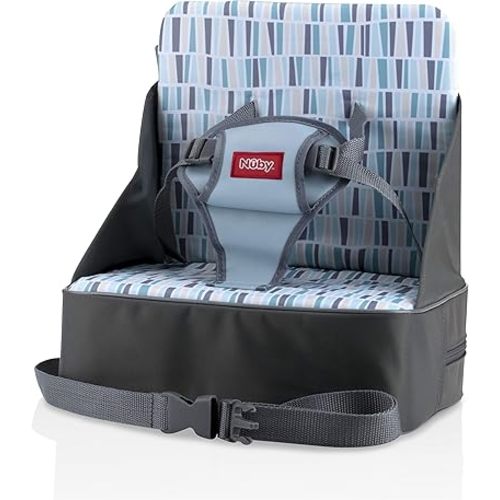 Nuby Easy Go Booster Seat - Travel Booster Seat for Babies and Toddlers - Holds Up to 50 Pounds - 9+ Months - Gray