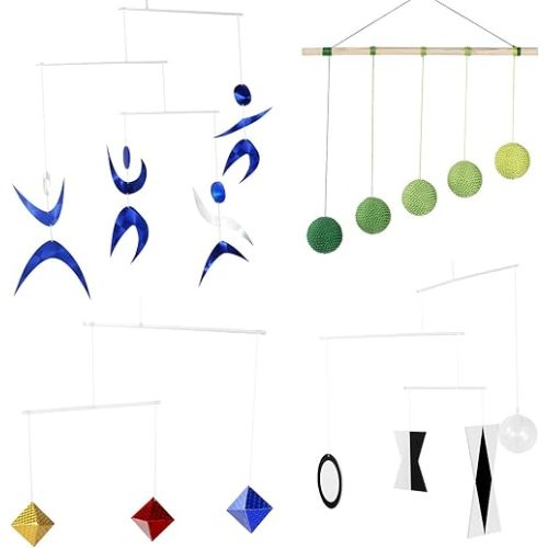 Set of 4X Portable Montessori - Munari, Gobbi, Octahedron, Dancers. Montessori Mobile, Baby Mobile, Hanging Mobile Baby boy and Girl