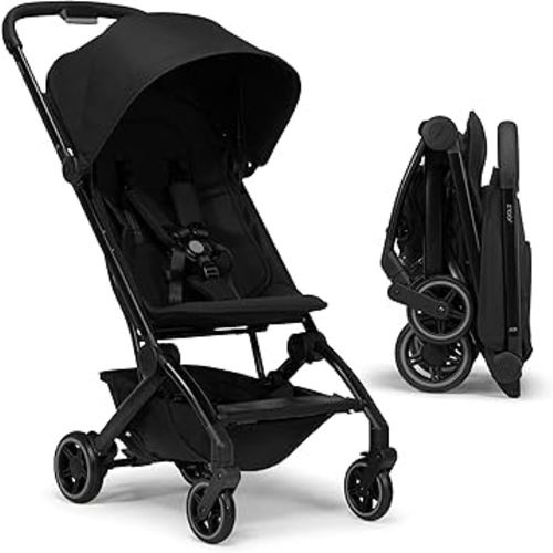 Joolz AER+ Lightweight & Compact Travel Stroller - Portable One-Hand Fold Design - Ergonomic Seat for Infant & Toddler (up to 50 lb) - XXL Sun Hood - Stroller for Airplane -Travel Pouch - Space Black