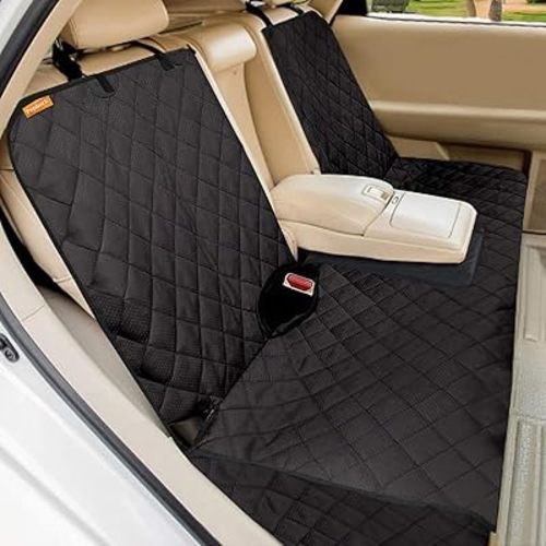 Dog Car Seat Cover Protector for Back Seat -Waterproof Rear Seat Cover for Kids Pets, Compatible Backseat for Middle Seat Belt and Armrest Fits Most Vehicles