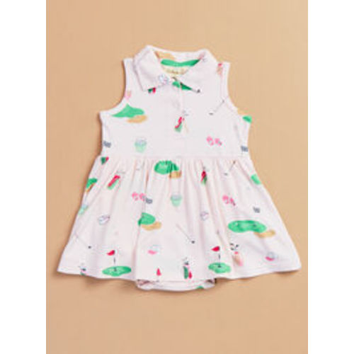 Little Caddy Polo Bodysuit Dress in Pink | Tullabee