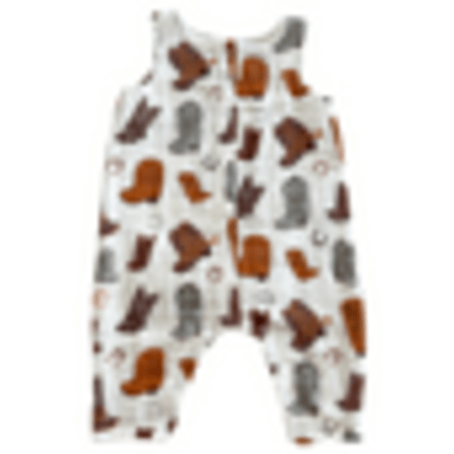 Muslin Sleeveless Romper, Cowboy Boots – SpearmintLOVE