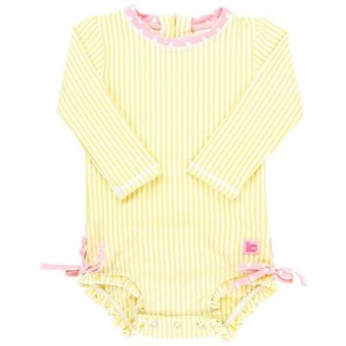 Rufflebutts Baby Girls Seersucker One Piece Rash Guard - Periwinkle Blue, Size: 0-3m