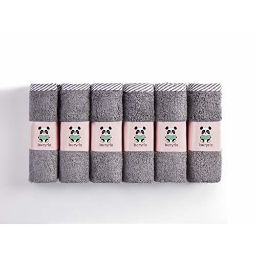 Bamboo Washcloths and Baby wash Cloths 6 Pack -Face Towels for Women -Soft Wash Clothes for Body and Face- Newborn Bath face Towel-Baby Registry Search & Adult wash Cloths 10 X10inch -Gery washcloths