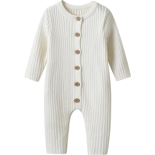 Auro Mesa Newborn Baby Knit Sweater Romper Coverall Outfits One-Piece Jumpsuit Organic Cotton for Infant Baby Boys, Girls