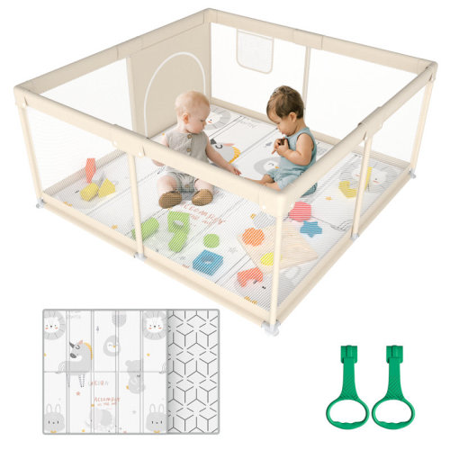 Uanlauo Baby Playpen with Mat, 47 x 47inch Playpen, Playpen for Babies and Toddlers, Small Baby Play Pens & Reviews | Wayfair