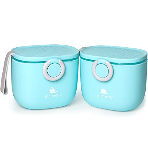 Termichy Baby Formula Dispenser, Portable Milk Powder Dispenser Container with Carry Handle and Scoop for Travel Outdoor Activities with Baby Infant, 17.6OZ,1.1LB, 500g (Blue-2 Pack)