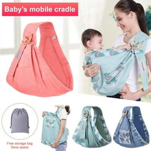 SNNROO Infant Breathable Cuddle Up Carrier Wrap, Original Stretchy Infant Sling, Postpartum Belt or Nursing Cover - FREE Carrying Pouch for Baby & Child Newborn(Blue)