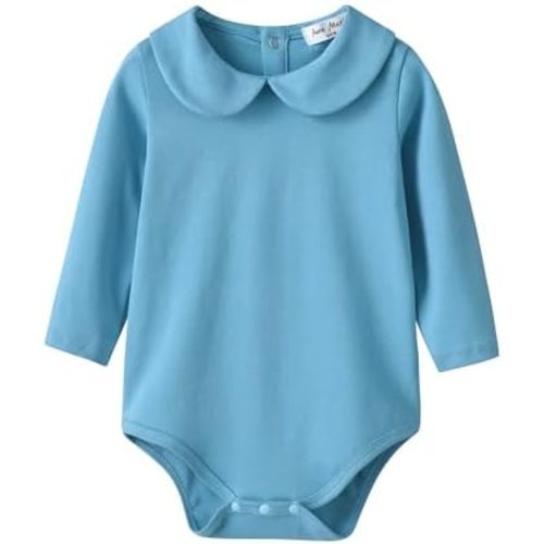 Infant Baby Girls Bodysuit Peter Pan Doll Collar Super Soft Cotton Romper One-Piece Outfit 0-24 Months