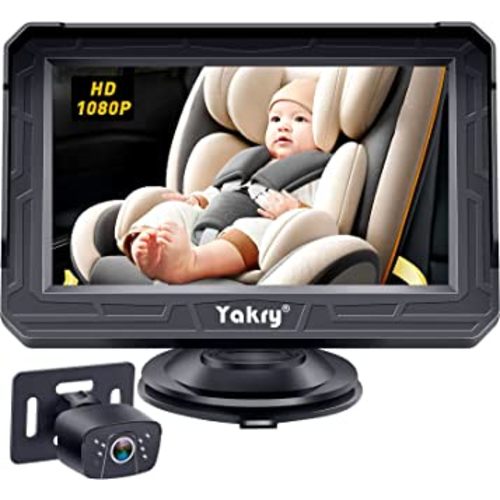 Yakry Baby Car Camera Mirror - 360° Rotation HD 1080P with Display Carseat Mirrors Rear Facing Infant Crystal Night Vision & 150° Wide View - 5 Mins Easy to Install Y60