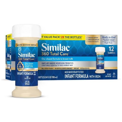 Similac 360 Total Care Non-GMO Ready to Feed Infant Formula Bottles - 2 fl oz Each/12ct: Kosher, Halal, Gluten-Free
