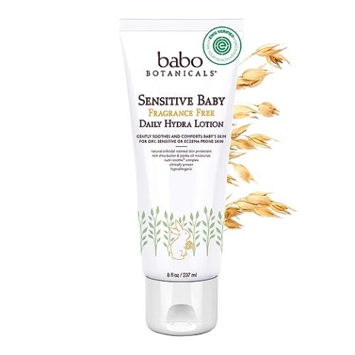 Babo Botanicals Sensitive Baby Fragrance-Free Daily Hydrating Baby Lotion - Shea Butter & Jojoba Oil - For body & face - For Babies, Kids & Adults with Sensitive Skin - EWG Verified - Vegan : Baby
