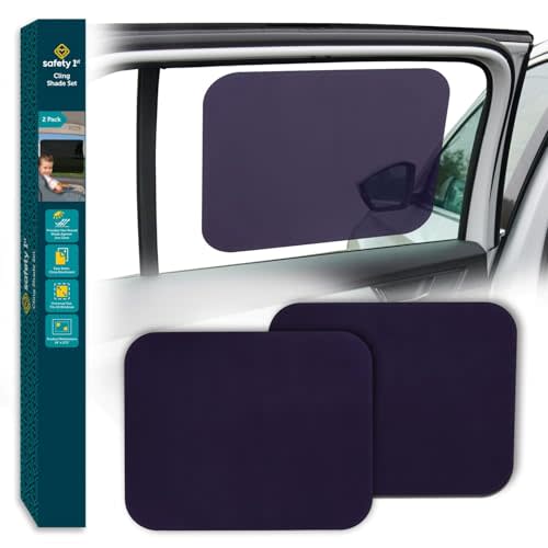Safety 1st Cling Car Window Shades for Baby, Sun Blocker, Privacy Glare Shield & UV Protection for Your Child, Static Side Sun Shade, Window Blinds Rolls Down Shade Stays On, Black Tint, Pack of 2