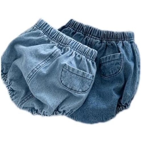 Colorful Childhood Toddler Denim Bloomers Shorts Baby Girls Boys Loose Harem Shorts 2pcs