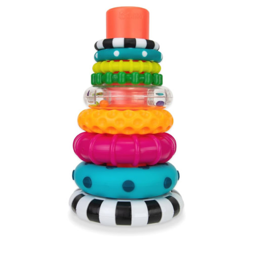 Sassy Stacks of Circles Stacking Ring STEM Learning Toy, Age 6+ Months, Multi, 9 Piece Set