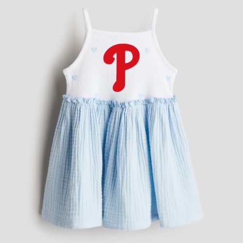 Phillies Baby & Girls White + Blue Dress in Sizes 3 months to 4 years Made With Organic Cotton
