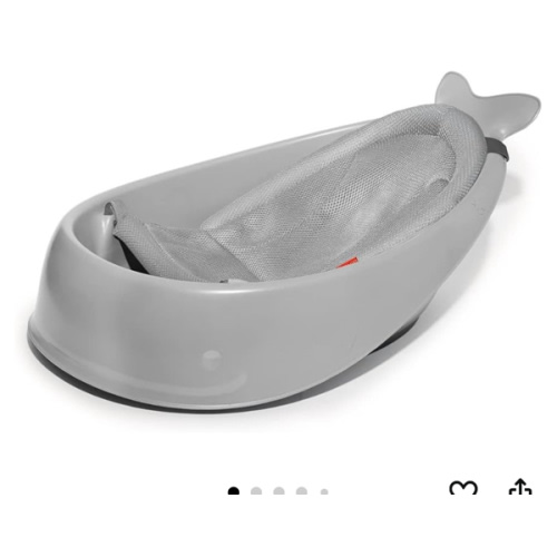 Skip Hop Infant Bath Tub 3-Stage Grow With Baby Smart Sling MOBY Bathtub Grey Age 0+