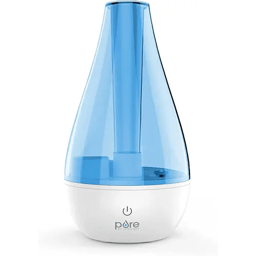 MistAire Ultrasonic Cool Mist Humidifier - Compact, 2 Mist Settings, Night Light, Auto Shut-Off - For Small Rooms, Offices, Nurseries, & Plants