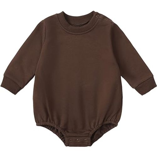 OPAWO Baby Sweatshirt Romper Onesie Newborn Girl Boy Bubble Romper Infant Crewneck Oversized Sweater Bodysuit Clothes Outfits