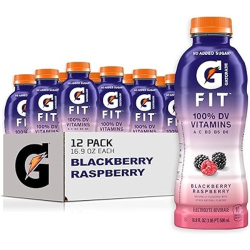 Gatorade Fit Electrolyte Beverage, Healthy Real Hydration, Blackberry Raspberry, 16.9.oz Bottles (12 Pack)