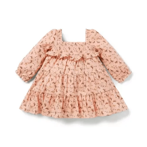 Newborn Peach Horse The Equestrian Smocked Baby Dress by Janie and Jack