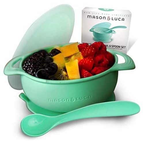 Mason & Luca | Silicone Baby Bowl with Lid and Spoon Set | Perfect Suction Bowls for Toddlers and Babies | 100% BPA Free