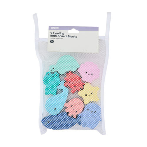 9 Piece Floating Bath Animal Blocks - Anko