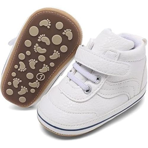 Clowora Baby Boys Girls Shoes Non-Slip Rubber Sole Sneakers Infant First Walking Toddler Crib Shoes Newborn Loafers Flats.