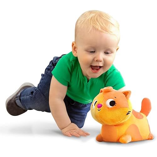 B. toys – Plush Crawling Cat – Interactive Meowing Plush with Movement & Sounds – Washable Tummy Time Toy for Babies & Toddlers – 1+