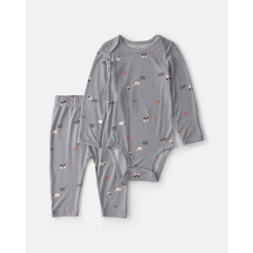 Baby 2-Piece Halloween PurelySoft™ Long-Sleeve Bodysuit & Pant Set - Grey | Carter's