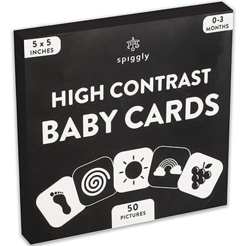50 Pictures High Contrast Baby Cards Newborn Activities Baby Visual Stimulation Cards Black and White Cards for Newborns Baby Contrast Cards for Infants 0-6 Months Newborn Infants Toys Gift