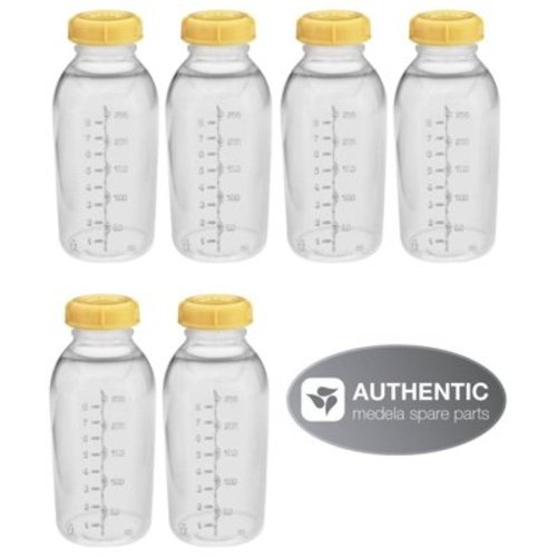 Medela Breastmilk Collection Storage Feeding Bottle Set with Lids (6 Bottles