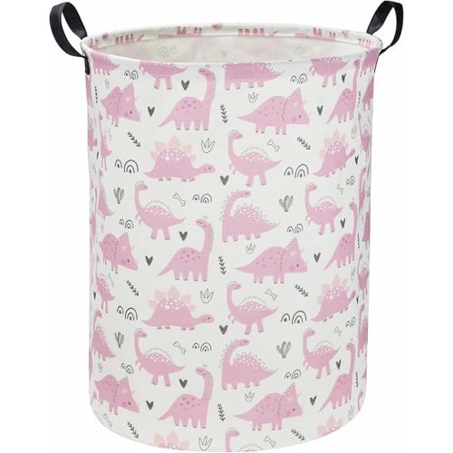 Essme Pink Dinosaur Laundry Basket - Pink Dinosaur