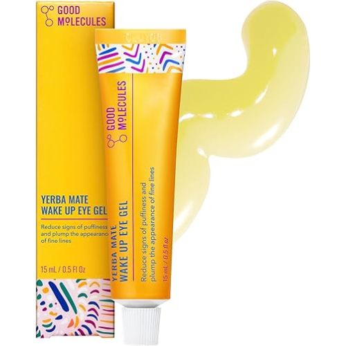 Good Molecules Yerba Mate Wake Up Eye Gel - Hydrating Under Eye Gel Cream with Hyaluronic Acid and Caffeine - Target Dark Circles and Puffiness - Skin Care for Face