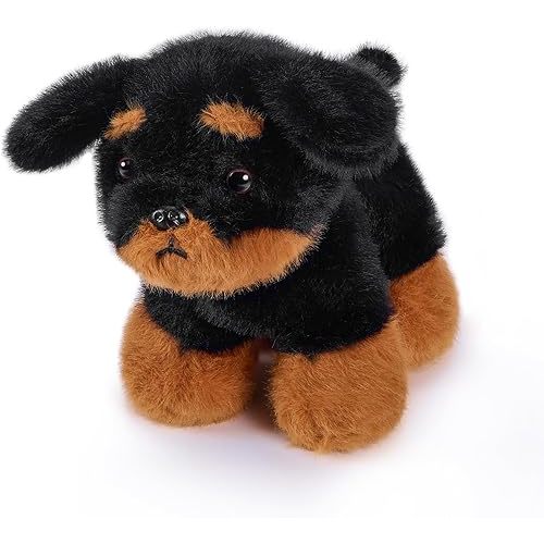 PEACH CAT Rottweiler Dog Stuffed Animal Cute Puppy Plushies Small Plush Toys Gifts for Kids Black