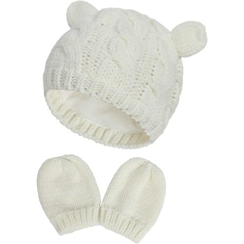 Unisex Baby Toddler Hat and Mitten Set Winter Knitted Thick Warm Beanie Cap Gloves for Infant Boys Girls