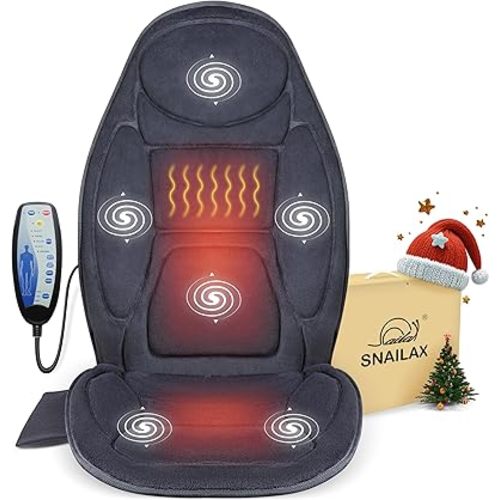 Snailax Back Massager with Heat, Vibration Massage Seat Cushion, Heated Chair Massage Pad 5 Massage Nodes & 3 Massage Intensities, for Home or Office Use. Valentine Gift for Lover.