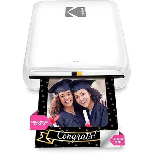 KODAK Step Instant Smartphone Photo Printer - Portable Mini Color Wireless Mobile Printer - Zink 2x3” Sticky-Back Photos - Bluetooth Compatible with iOS & Android Devices - Fun Editing App - White
