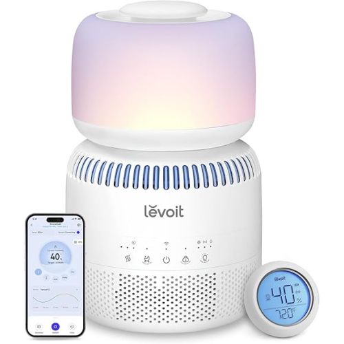 LEVOIT Evaporative Humidifier for Bedroom Baby, Dual Air and Water Filters, Separate Sensor, Blue Light Free for Nursery Nightlight, Auto Dry, Smart Control & Alexa, Auto Mode, 3.8L Tank for 36H