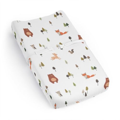 Sweet Jojo Designs Boy Girl Gender Neutral Unisex Changing Pad Sheet Woodland Animal Pals Green Beige And Orange