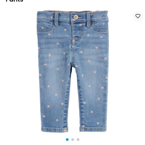 Baby Heart Print Pull-On Denim Pants