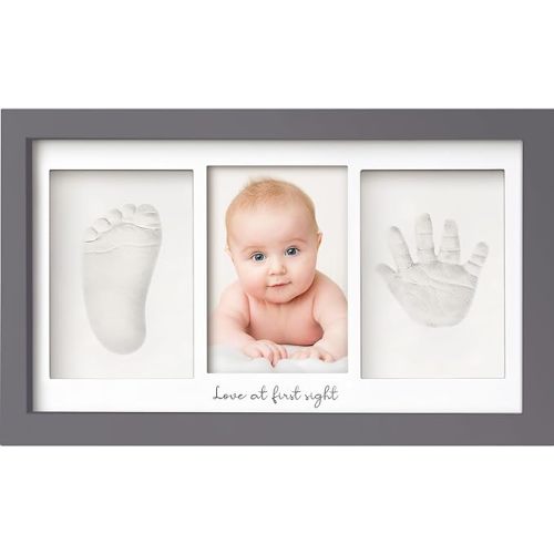 Baby Hand and Footprint Kit - Baby Footprint Kit, Newborn Keepsake Frame, Baby Handprint Kit, Personalized Baby Gifts, Nursery Decor, Baby Shower Gifts for Girls Boys(Gunmetal Gray)