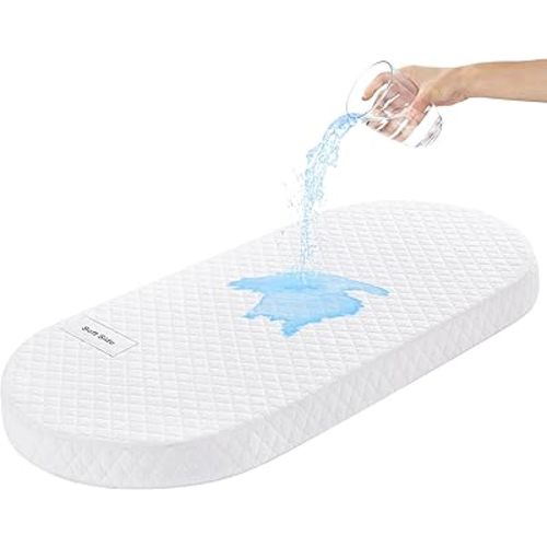 Pro Goleem Bassinet Mattress, Oval Bassinet Mattress Pad, Waterproof Cradle Mattress, Memory Foam Moses Basket Mattress, 15’’x30’’ - Plush