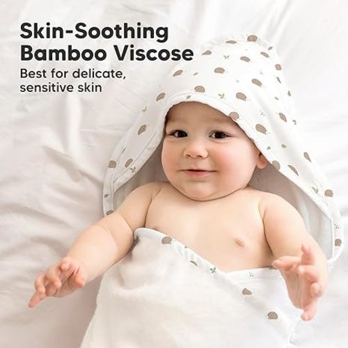KeaBabies Hooded Baby Towel for Newborn - Viscose Derived from Bamboo Large Baby Bath Towels with Hood for Boys, Girls, Toddler, Extra Absorbent & Soft Newborn Bath Essentials (Bruce)
