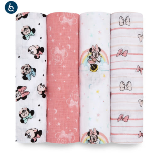 Cotton Muslin Swaddle 4pk Minnie Rainbows | aden + anais