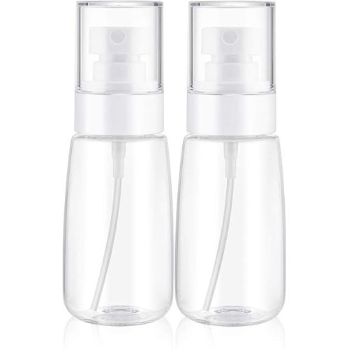 Spray Water Bottle Hair Mister, Fine Mist Stylist Sprayers 360 Empty Small Misting Spritzer, Perfume Atomizer with Pump Clear Containers 2PCS/2oz
