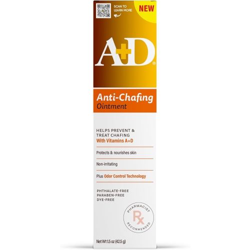 A+D Anti-Chafing Ointment – Helps protect & treat skin irritation from friction or chafing, with odor control technology, pharmacist recommended and non-irritating – 1.5 oz