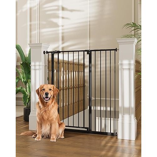 InnoTruth 36" Extra Tall Baby Gate for Stairs, 28.9-42.1" Dog Gates for Doorways One-Hand Open,Dual Lock Dog Gates for The House, Hallways, Bedroom, Separate Pet & Baby,Easy Install Safety Gate,Black
