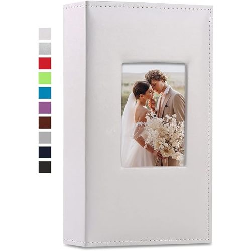 Vienrose Photo Album 4x6 300 Photos Leather Cover Picture Book with 300 Horizontal Pockets, Slip-in Picture Albums for Wedding Baby Vacation, White